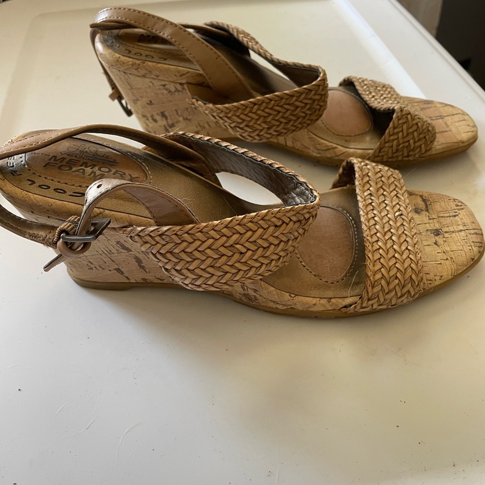 Life Stride Tan Wedge Sandals